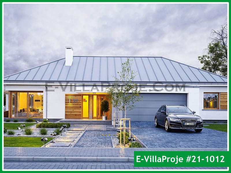 168 m² Tek Katlı 4+1 Modern Çelik Konstrüksiyon Villa (Ev Villa Proje #21 - 1012) Cephe Görünümü ve Kat Planı