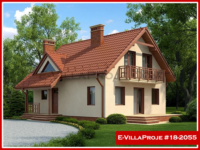 169 m² 2 Katlı (Dubleks) 4+1 Ekonomik Çelik Konstrüksiyon Villa (Ev Villa Proje #18 - 2055) Cephe Görünümü ve Kat Planı