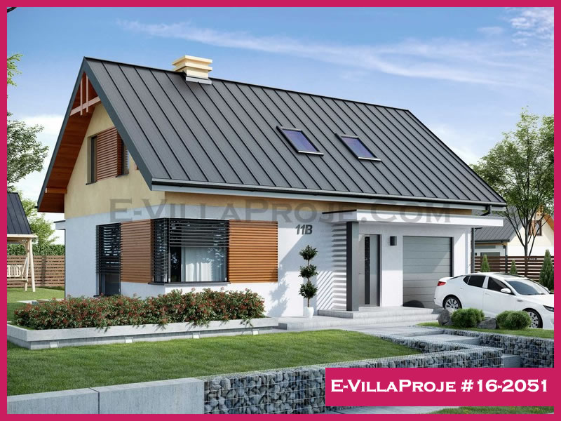 170 m² 2 Katlı (Dubleks) 4+1 Amerikan Çelik Konstrüksiyon Villa (Ev Villa Proje #16 - 2051) Cephe Görünümü ve Kat Planı