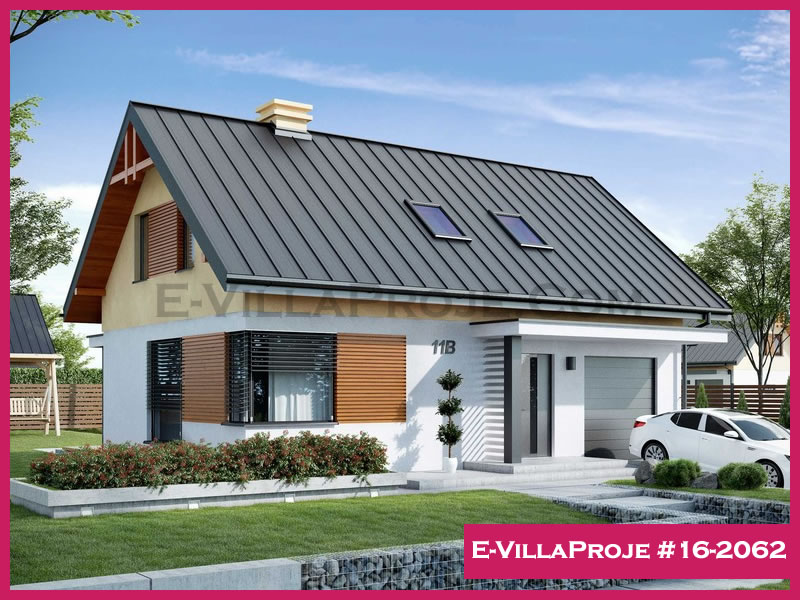 171 m² 2 Katlı (Dubleks) 4+1 Amerikan Çelik Konstrüksiyon Villa (Ev Villa Proje #16 - 2062) Cephe Görünümü ve Kat Planı