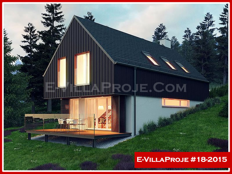 171 m² 2 Katlı (Dubleks) 4+1 Çiftlik Çelik Konstrüksiyon Villa (Ev Villa Proje #18 - 2015) Cephe Görünümü ve Kat Planı