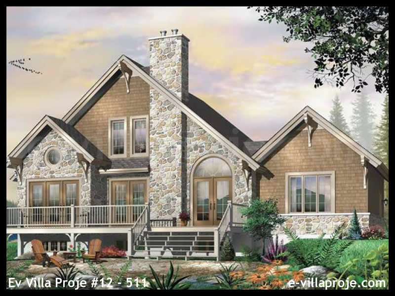 172 m² 2 Katlı (Dubleks) 4+1 Çiftlik Çelik Konstrüksiyon Villa (Ev Villa Proje #12 - 511) Cephe Görünümü ve Kat Planı