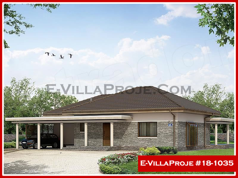 172 m² Tek Katlı 4+1 Şehir Tarzı lar Çelik Konstrüksiyon Villa (Ev Villa Proje #18 - 1035) Cephe Görünümü ve Kat Planı