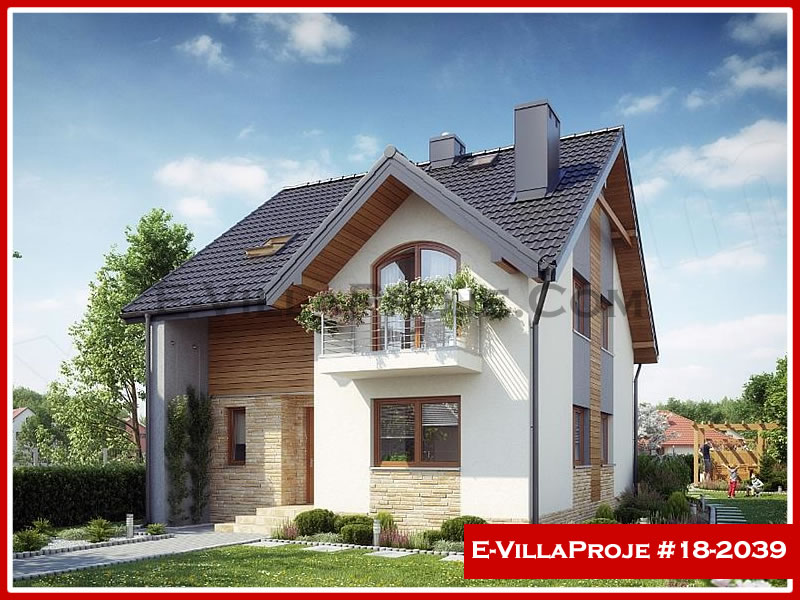 173 m² 2 Katlı (Dubleks) 4+1 Ekonomik Çelik Konstrüksiyon Villa (Ev Villa Proje #18 - 2039) Cephe Görünümü ve Kat Planı