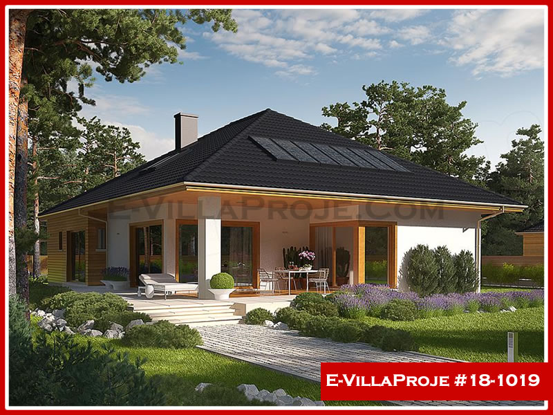 173 m² Tek Katlı 4+1 Geleneksel Çelik Konstrüksiyon Villa (Ev Villa Proje #18 - 1019) Cephe Görünümü ve Kat Planı