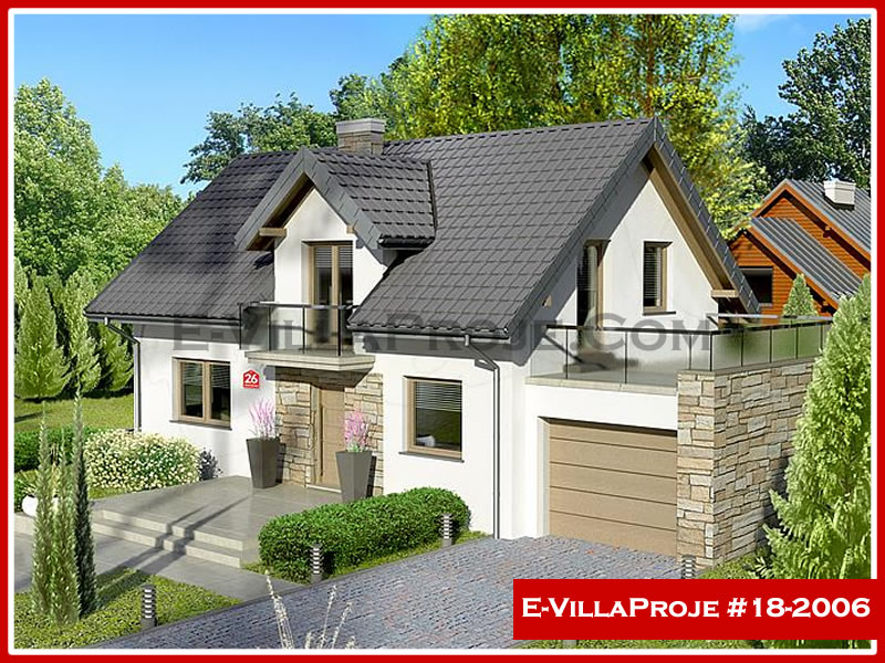 174 m² 2 Katlı (Dubleks) 4+1 Modern Çelik Konstrüksiyon Villa (Ev Villa Proje #18 - 2006) Cephe Görünümü ve Kat Planı