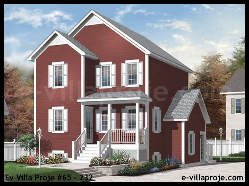 174 m² 2 Katlı (Dubleks) 4+1 Taş Çelik Konstrüksiyon Villa (Ev Villa Proje #65 - 232) Cephe Görünümü ve Kat Planı