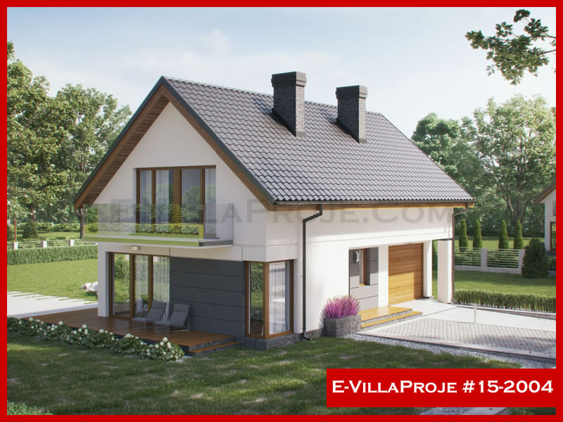 174 m² 2 Katlı (Dubleks) 4+1 Modern Çelik Konstrüksiyon Villa (Ev Villa Proje #15 - 2004) Cephe Görünümü ve Kat Planı