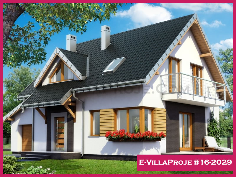 174 m² 2 Katlı (Dubleks) 4+1 Modern Çelik Konstrüksiyon Villa (Ev Villa Proje #16 - 2029) Cephe Görünümü ve Kat Planı