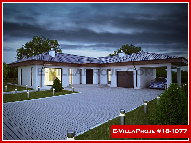 174 m² Tek Katlı 4+1 Çiftlik Çelik Konstrüksiyon Villa (Ev Villa Proje #18 - 1077) Cephe Görünümü ve Kat Planı