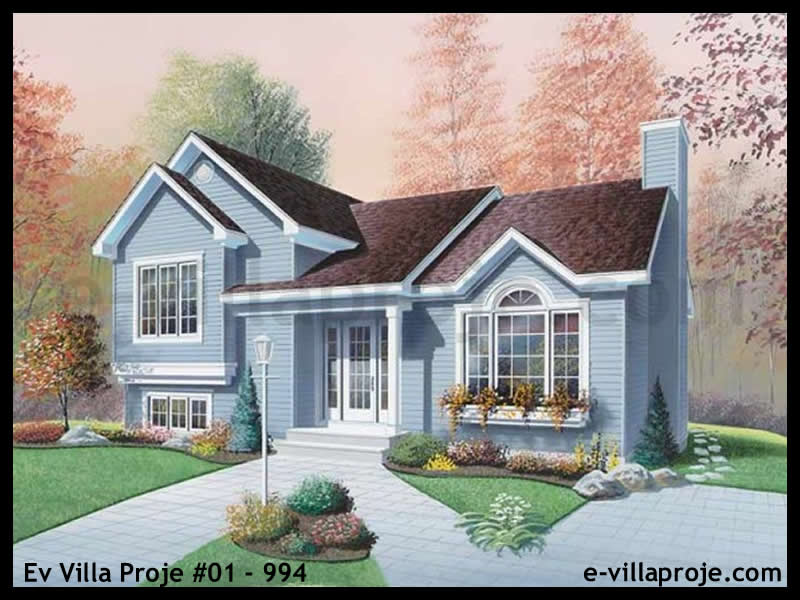 175 m² 2 Katlı (Dubleks) 4+1 Amerikan Çelik Konstrüksiyon Villa (Ev Villa Proje #01 - 994) Cephe Görünümü ve Kat Planı