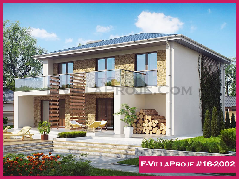 175 m² 2 Katlı (Dubleks) 4+1 Modern Çelik Konstrüksiyon Villa (Ev Villa Proje #16 - 2002) Cephe Görünümü ve Kat Planı