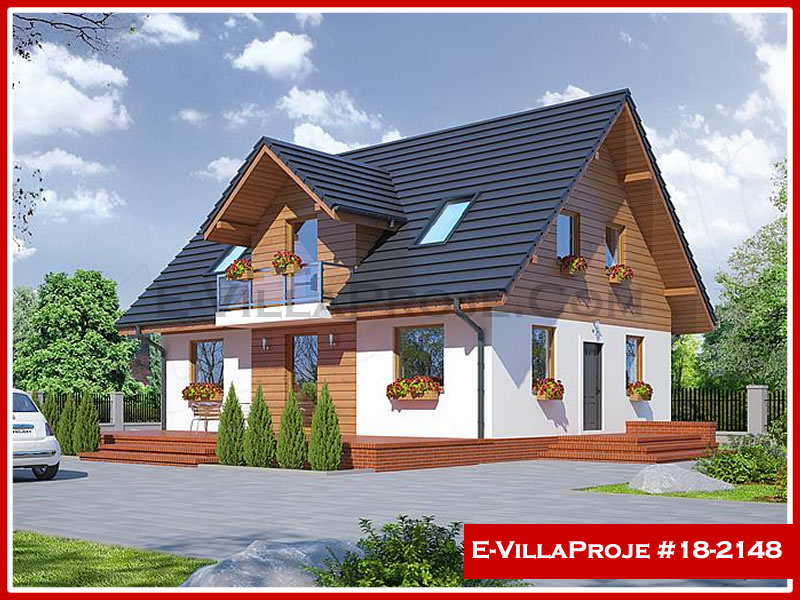 175 m² 2 Katlı (Dubleks) 4+1 Özel Tasarım  Proje Çelik Konstrüksiyon Villa (Ev Villa Proje #18 - 2148) Cephe Görünümü ve Kat Planı