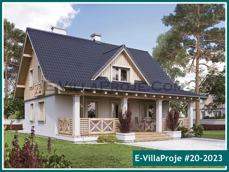 176 m² 2 Katlı (Dubleks) 4+1 Ahşap Çelik Konstrüksiyon Villa (Ev Villa Proje #20 - 2023) Cephe Görünümü ve Kat Planı