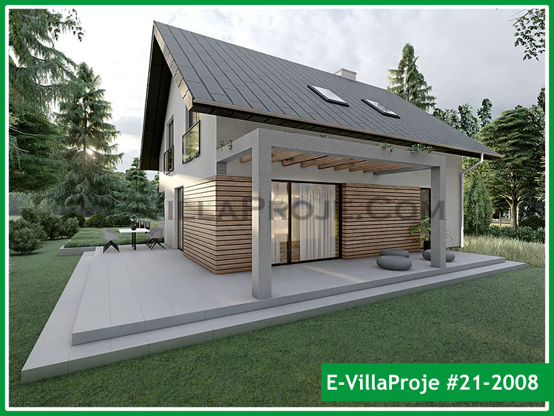 176 m² 2 Katlı (Dubleks) 4+1 Modern Çelik Konstrüksiyon Villa (Ev Villa Proje #21 - 2008) Cephe Görünümü ve Kat Planı