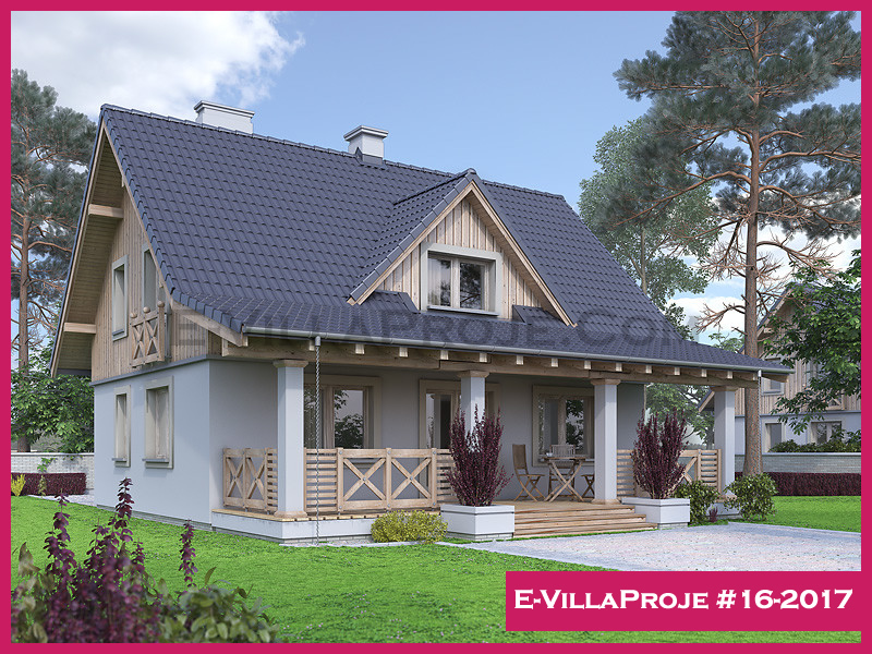 176 m² Tek Katlı 4+1 Ahşap Çelik Konstrüksiyon Villa (Ev Villa Proje #16 - 2017) Cephe Görünümü ve Kat Planı