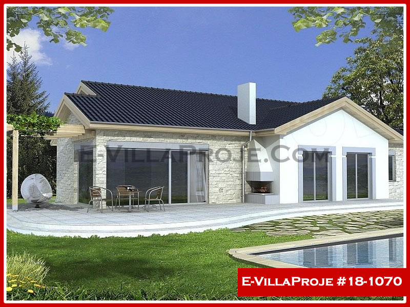 177 m² Tek Katlı 4+1 Modern Çelik Konstrüksiyon Villa (Ev Villa Proje #18 - 1070) Cephe Görünümü ve Kat Planı