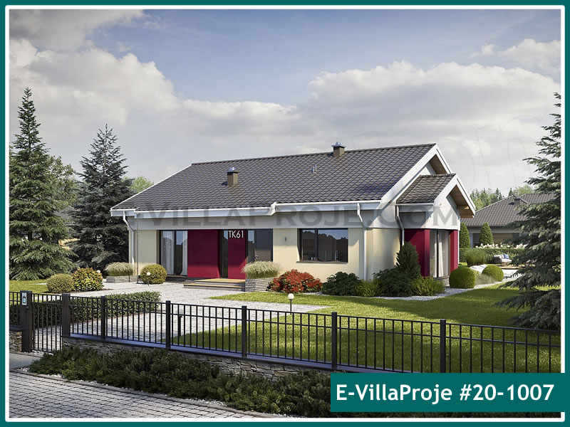 177 m² Tek Katlı 4+1 Şehir Tarzı lar Çelik Konstrüksiyon Villa (Ev Villa Proje #20 - 1007) Cephe Görünümü ve Kat Planı