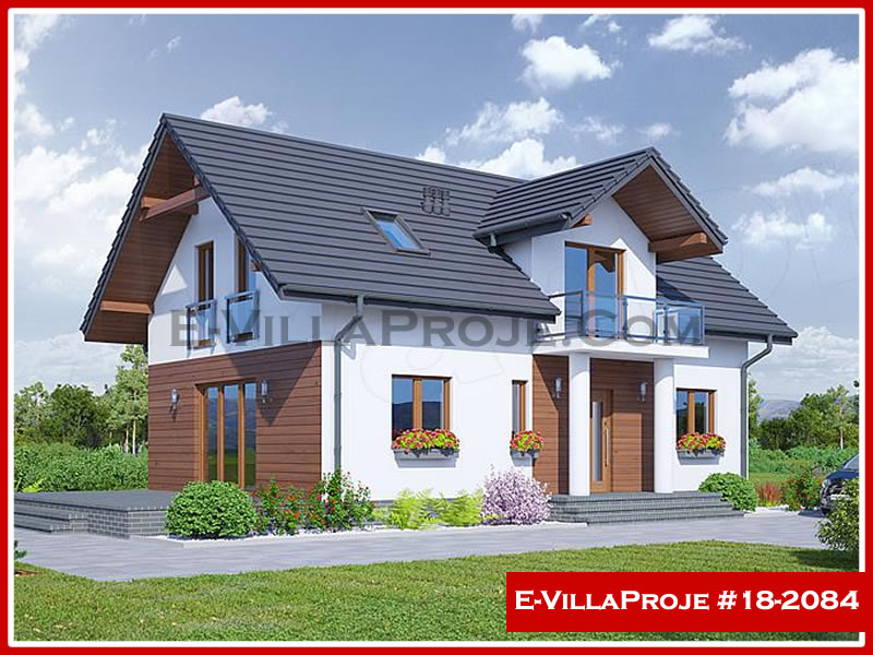 178 m² 2 Katlı (Dubleks) 4+1 Modern Çelik Konstrüksiyon Villa (Ev Villa Proje #18 - 2084) Cephe Görünümü ve Kat Planı