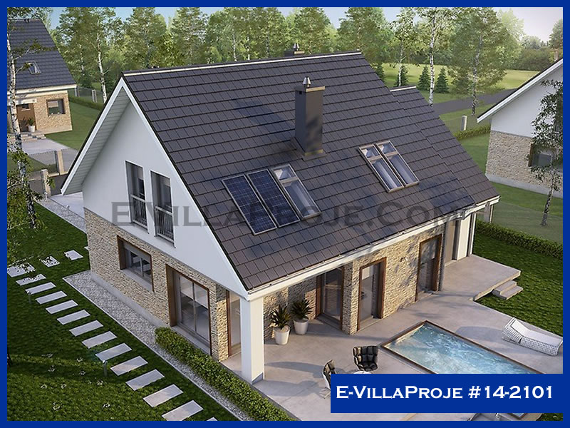 179 m² 2 Katlı (Dubleks) 4+1 Özel Tasarım  Proje Çelik Konstrüksiyon Villa (Ev Villa Proje #14 - 2101) Cephe Görünümü ve Kat Planı