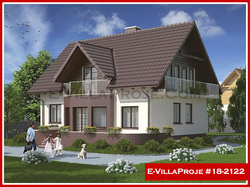 179 m² Tek Katlı 4+1 Amerikan Çelik Konstrüksiyon Villa (Ev Villa Proje #18 - 2122) Cephe Görünümü ve Kat Planı