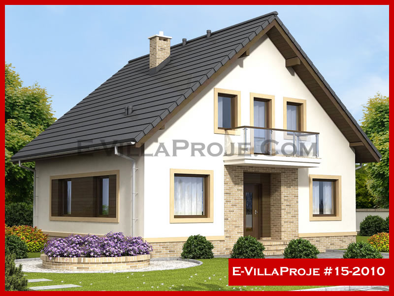 180 m² 2 Katlı (Dubleks) 5+1 Amerikan Çelik Konstrüksiyon Villa (Ev Villa Proje #15 - 2010) Cephe Görünümü ve Kat Planı