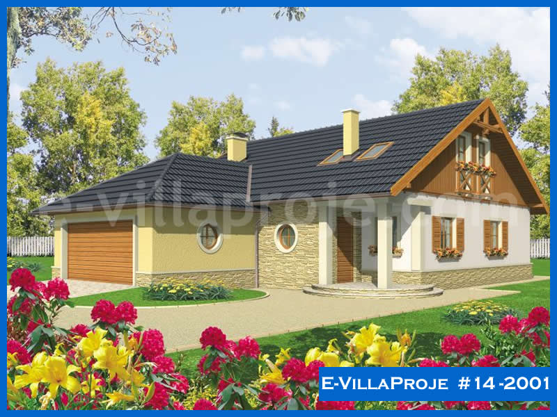 180 m² 2 Katlı (Dubleks) 5+1 Özel Tasarım  Proje Çelik Konstrüksiyon Villa (Ev Villa Proje #14 - 2001) Cephe Görünümü ve Kat Planı