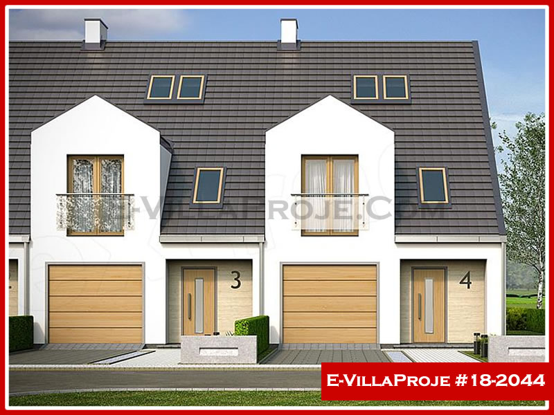 180 m² 3 Katlı (Dubleks) 5+1 Taş Çelik Konstrüksiyon Villa (Ev Villa Proje #18 - 2044) Cephe Görünümü ve Kat Planı