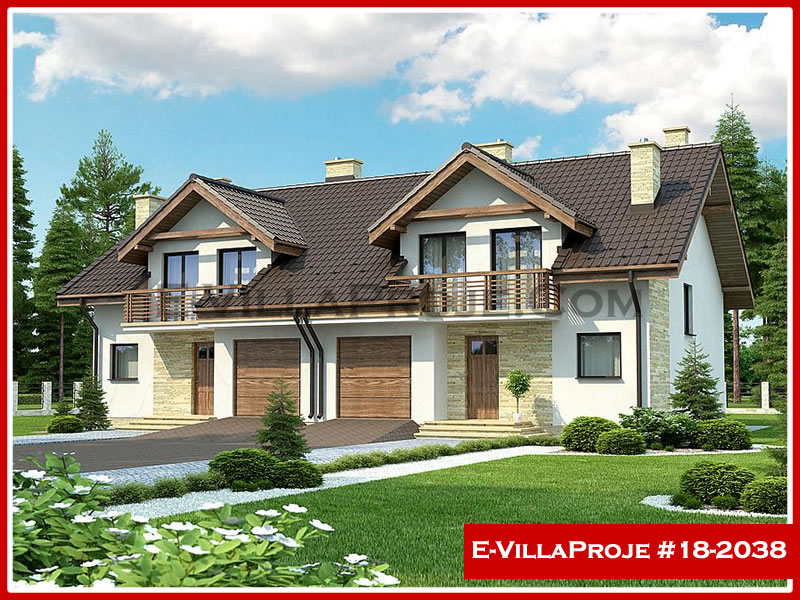 181 m² 2 Katlı (Dubleks) 5+1 İkiz Çelik Konstrüksiyon Villa (Ev Villa Proje #18 - 2038) Cephe Görünümü ve Kat Planı