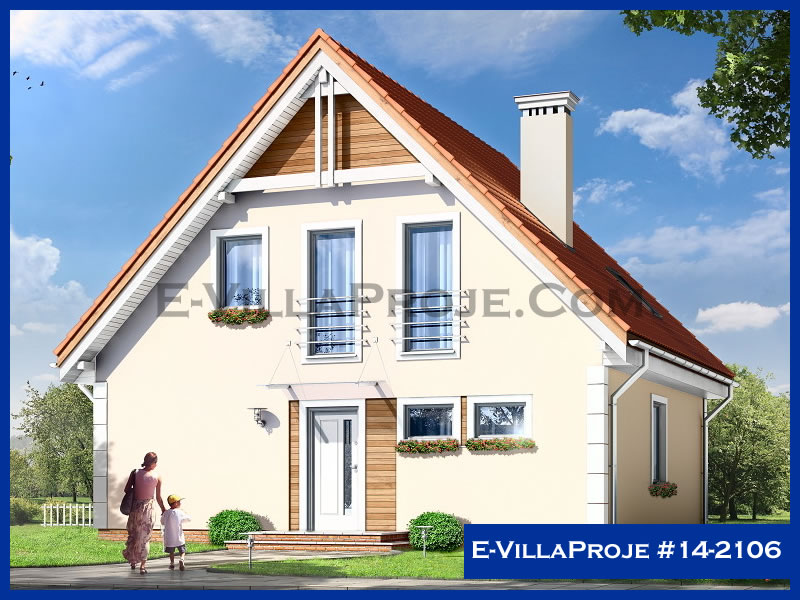 181 m² 2 Katlı (Dubleks) 5+1 Modern Çelik Konstrüksiyon Villa (Ev Villa Proje #14 - 2106) Cephe Görünümü ve Kat Planı