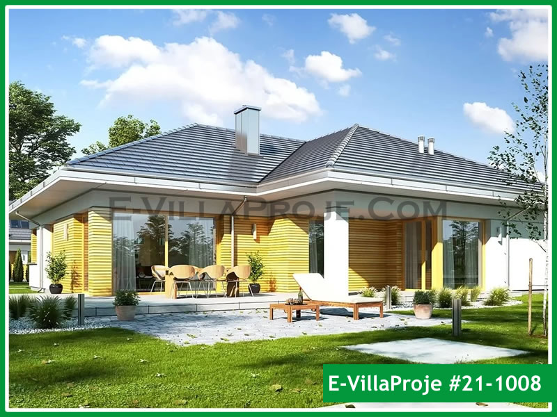 181 m² Tek Katlı 5+1 Çiftlik Çelik Konstrüksiyon Villa (Ev Villa Proje #21 - 1008) Cephe Görünümü ve Kat Planı