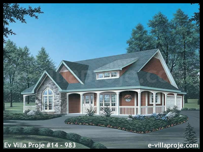 183 m² Tek Katlı 5+1 Avrupa Çelik Konstrüksiyon Villa (Ev Villa Proje #14 - 983) Cephe Görünümü ve Kat Planı