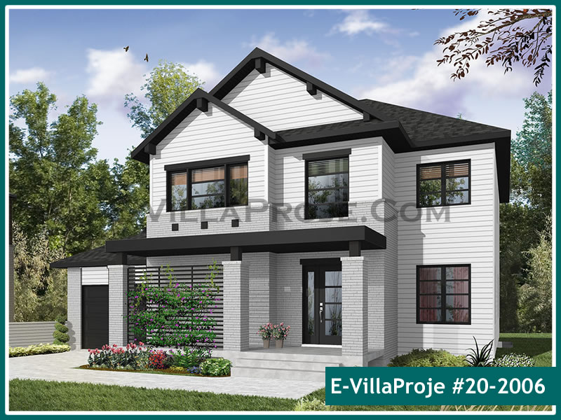 184 m² 2 Katlı (Dubleks) 5+1 Ahşap Çelik Konstrüksiyon Villa (Ev Villa Proje #20 - 2006) Cephe Görünümü ve Kat Planı