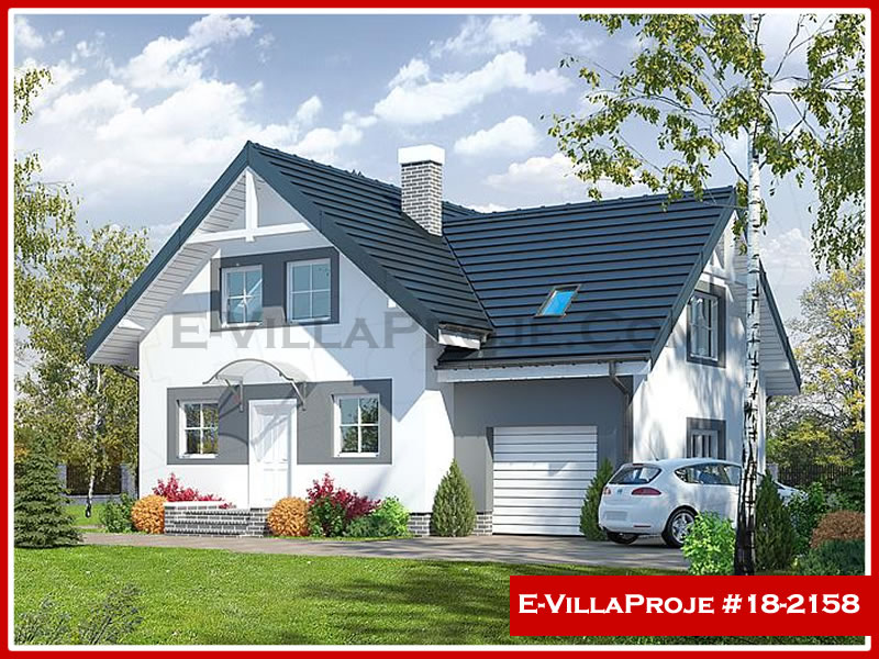 184 m² 2 Katlı (Dubleks) 5+1 Amerikan Çelik Konstrüksiyon Villa (Ev Villa Proje #18 - 2158) Cephe Görünümü ve Kat Planı