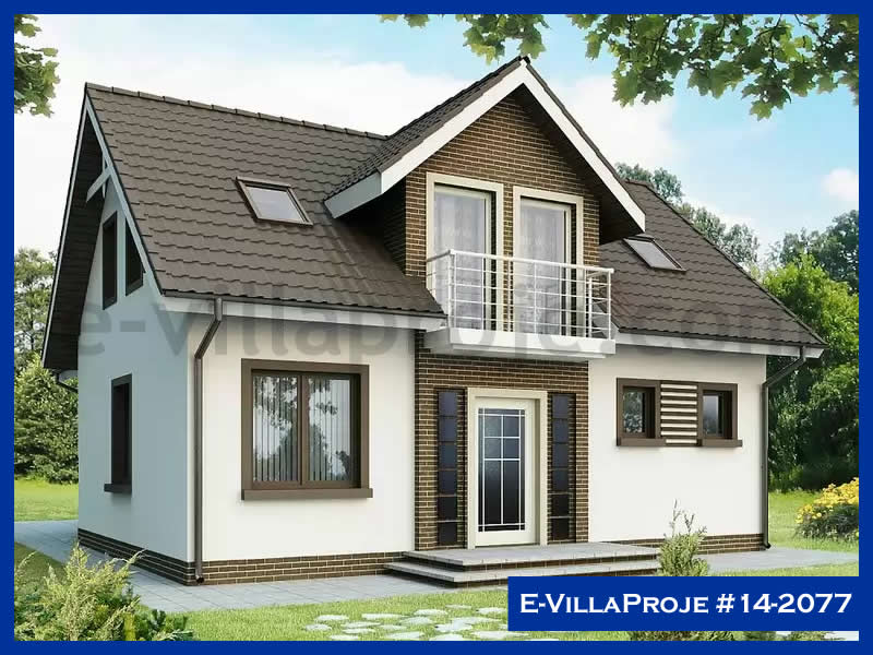 184 m² 2 Katlı (Dubleks) 5+1 Çiftlik Çelik Konstrüksiyon Villa (Ev Villa Proje #14 - 2077) Cephe Görünümü ve Kat Planı