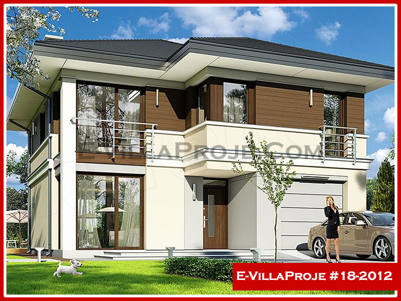 184 m² 2 Katlı (Dubleks) 5+1 Modern Çelik Konstrüksiyon Villa (Ev Villa Proje #18 - 2012) Cephe Görünümü ve Kat Planı