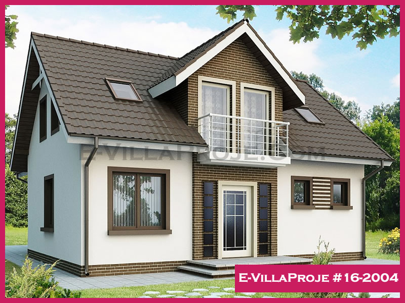 185 m² 2 Katlı (Dubleks) 5+1 Amerikan Çelik Konstrüksiyon Villa (Ev Villa Proje #16 - 2004) Cephe Görünümü ve Kat Planı