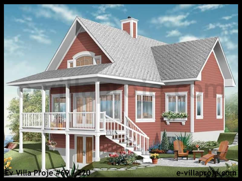 185 m² 2 Katlı (Dubleks) 5+1 Amerikan Çelik Konstrüksiyon Villa (Ev Villa Proje #69 - 220) Cephe Görünümü ve Kat Planı