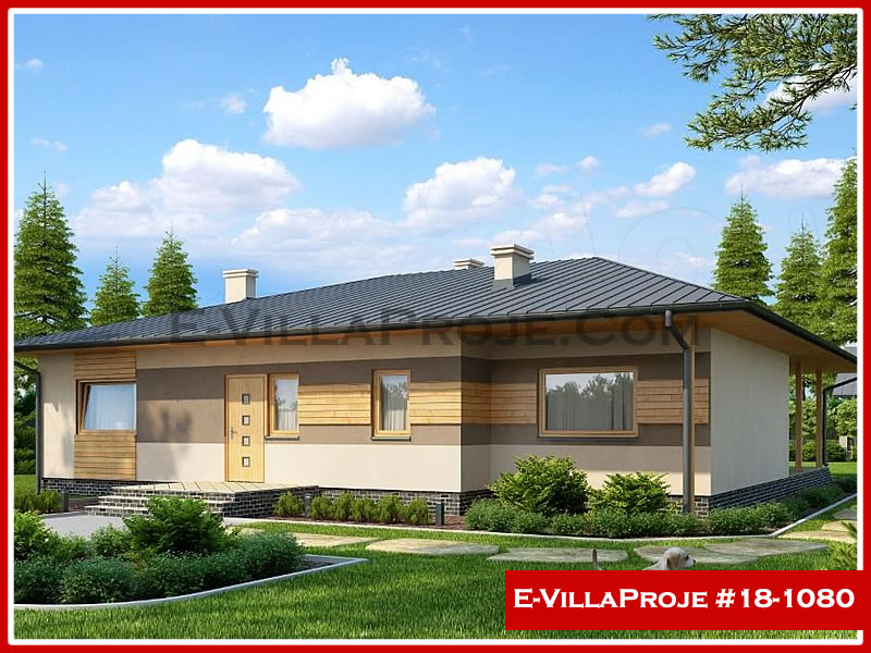 186 m² Tek Katlı 5+1 Özel Tasarım  Proje Çelik Konstrüksiyon Villa (Ev Villa Proje #18 - 1080) Cephe Görünümü ve Kat Planı