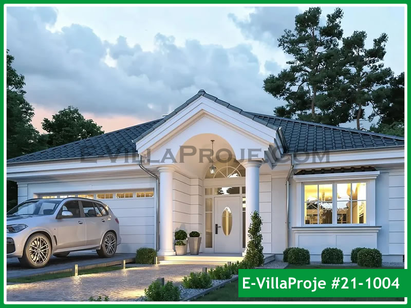 187 m² Tek Katlı 5+1 Modern Çelik Konstrüksiyon Villa (Ev Villa Proje #21 - 1004) Cephe Görünümü ve Kat Planı