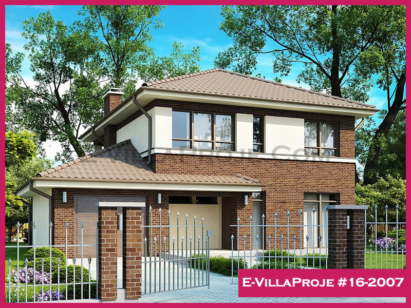 188 m² 2 Katlı (Dubleks) 5+1 Amerikan Çelik Konstrüksiyon Villa (Ev Villa Proje #16 - 2007) Cephe Görünümü ve Kat Planı