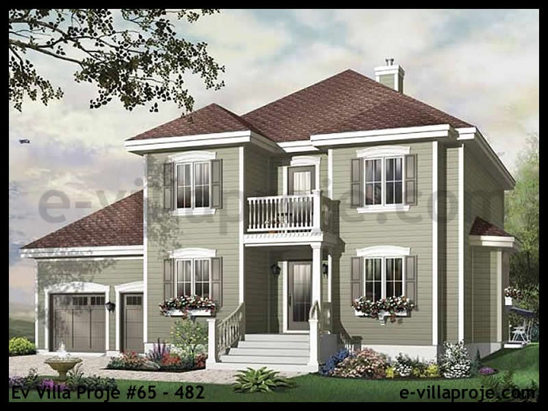 189 m² 2 Katlı (Dubleks) 5+1 Geleneksel Çelik Konstrüksiyon Villa (Ev Villa Proje #65 - 482) Cephe Görünümü ve Kat Planı