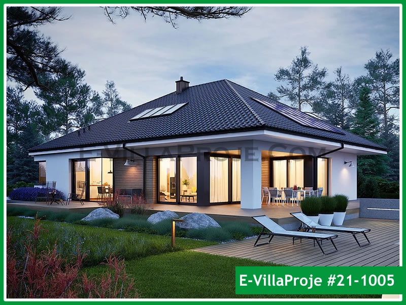 189 m² Tek Katlı 5+1 Havuzlu Çelik Konstrüksiyon Villa (Ev Villa Proje #21 - 1005) Cephe Görünümü ve Kat Planı