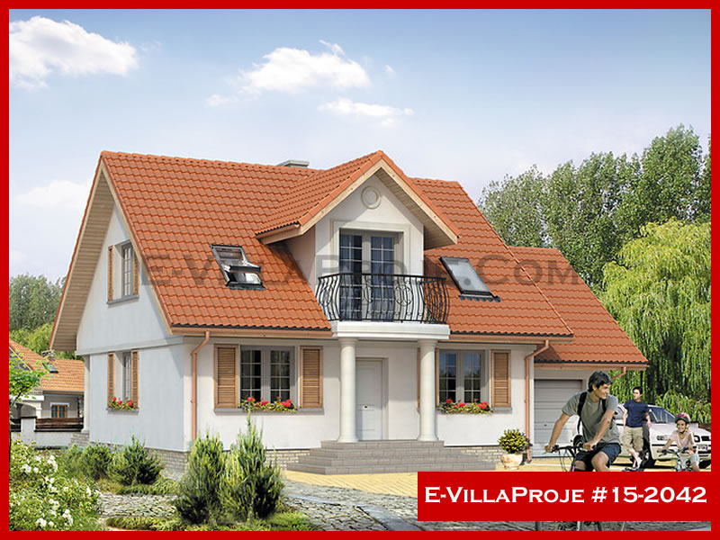 190 m² 2 Katlı (Dubleks) 5+1 Amerikan Çelik Konstrüksiyon Villa (Ev Villa Proje #15 - 2042) Cephe Görünümü ve Kat Planı