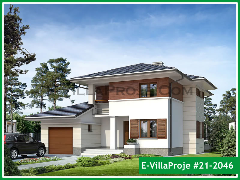 190 m² 2 Katlı (Dubleks) 5+1 Modern Çelik Konstrüksiyon Villa (Ev Villa Proje #21 - 2046) Cephe Görünümü ve Kat Planı