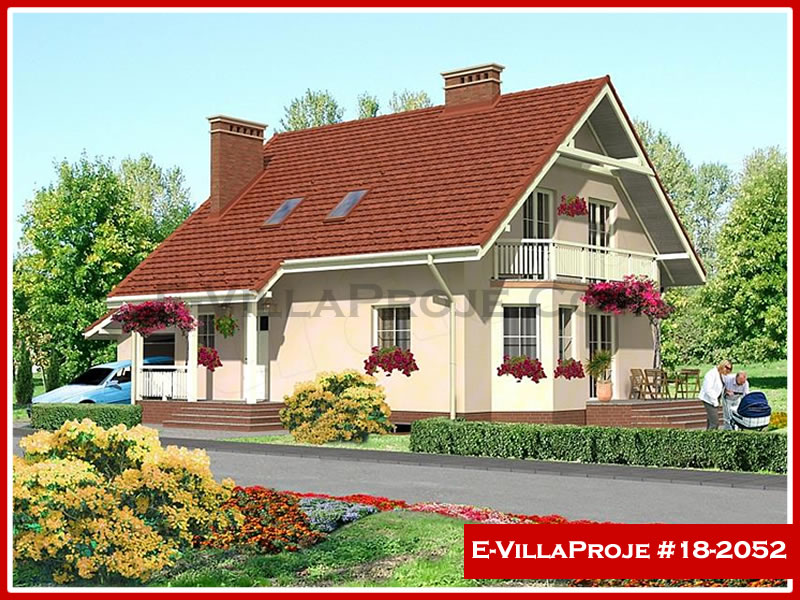 191 m² 2 Katlı (Dubleks) 5+1 Amerikan Çelik Konstrüksiyon Villa (Ev Villa Proje #18 - 2052) Cephe Görünümü ve Kat Planı