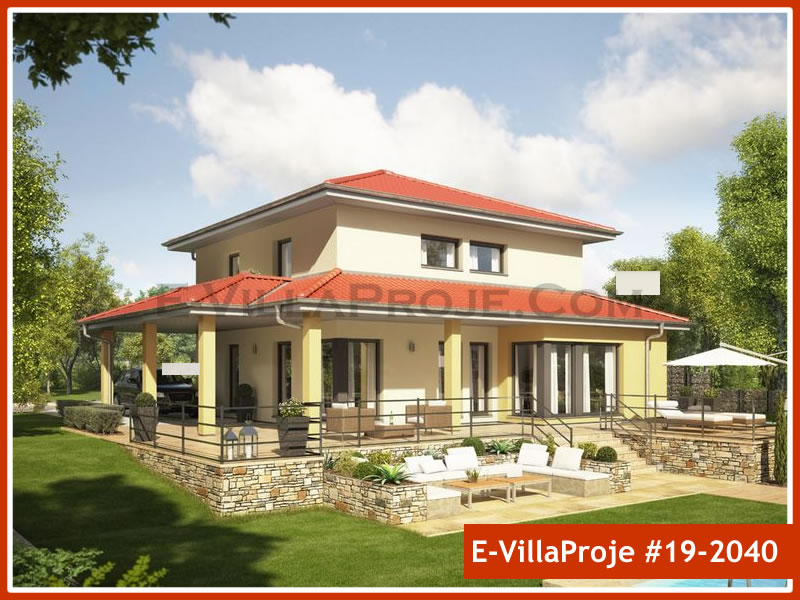 191 m² 2 Katlı (Dubleks) 5+1 Çiftlik Çelik Konstrüksiyon Villa (Ev Villa Proje #19 - 2040) Cephe Görünümü ve Kat Planı