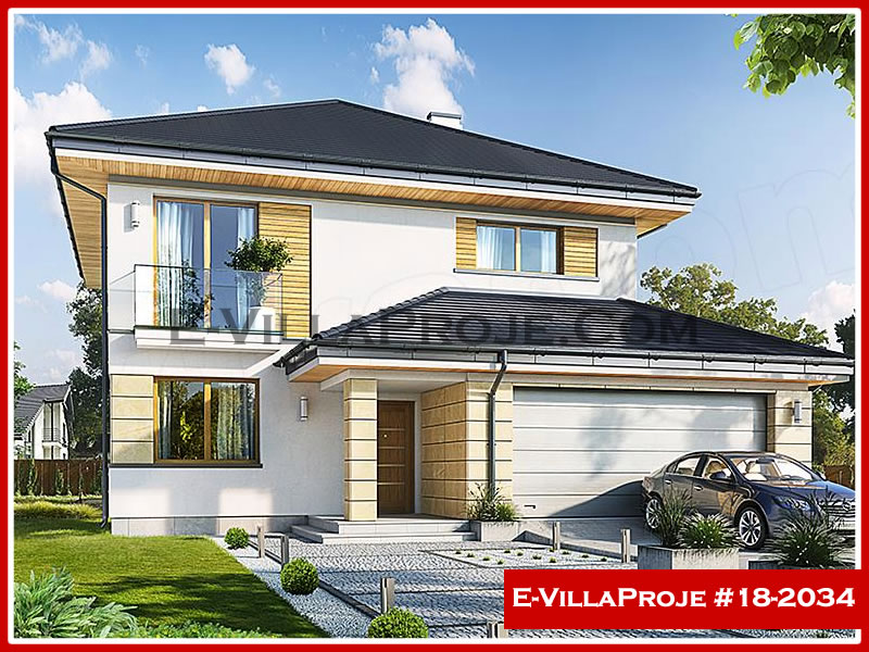 191 m² 2 Katlı (Dubleks) 5+1 Akdeniz Çelik Konstrüksiyon Villa (Ev Villa Proje #18 - 2034) Cephe Görünümü ve Kat Planı