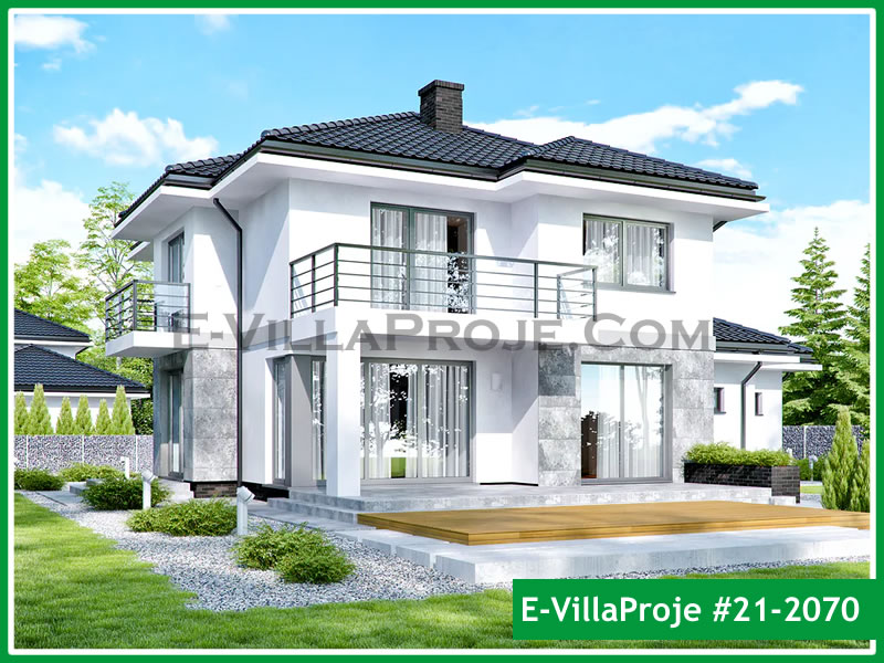 191 m² 2 Katlı (Dubleks) 5+1 Şehir Tarzı lar Çelik Konstrüksiyon Villa (Ev Villa Proje #21 - 2070) Cephe Görünümü ve Kat Planı