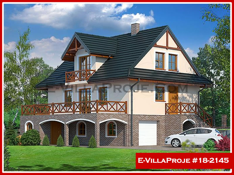192 m² 2 Katlı (Dubleks) 5+1 Çiftlik Çelik Konstrüksiyon Villa (Ev Villa Proje #18 - 2145) Cephe Görünümü ve Kat Planı
